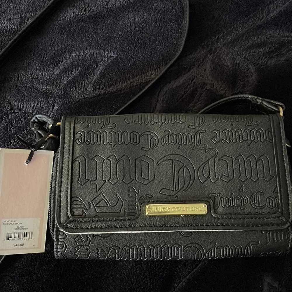Juicy Couture Word Play mini Crossbody Purse/Wallet NWT black